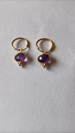 Fraaie zilver vergulde oorbellen met Amethist, Hangers, Verzenden, Nieuw, Met edelsteen