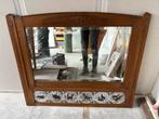 Grote houten spiegel met tegeltjes, Antiek en Kunst, Ophalen, Rechthoekig