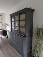 Grijze Buffetkast met Vitrine, Huis en Inrichting, Kasten | Buffetkasten, Ophalen, Gebruikt, 150 tot 200 cm, Landelijk