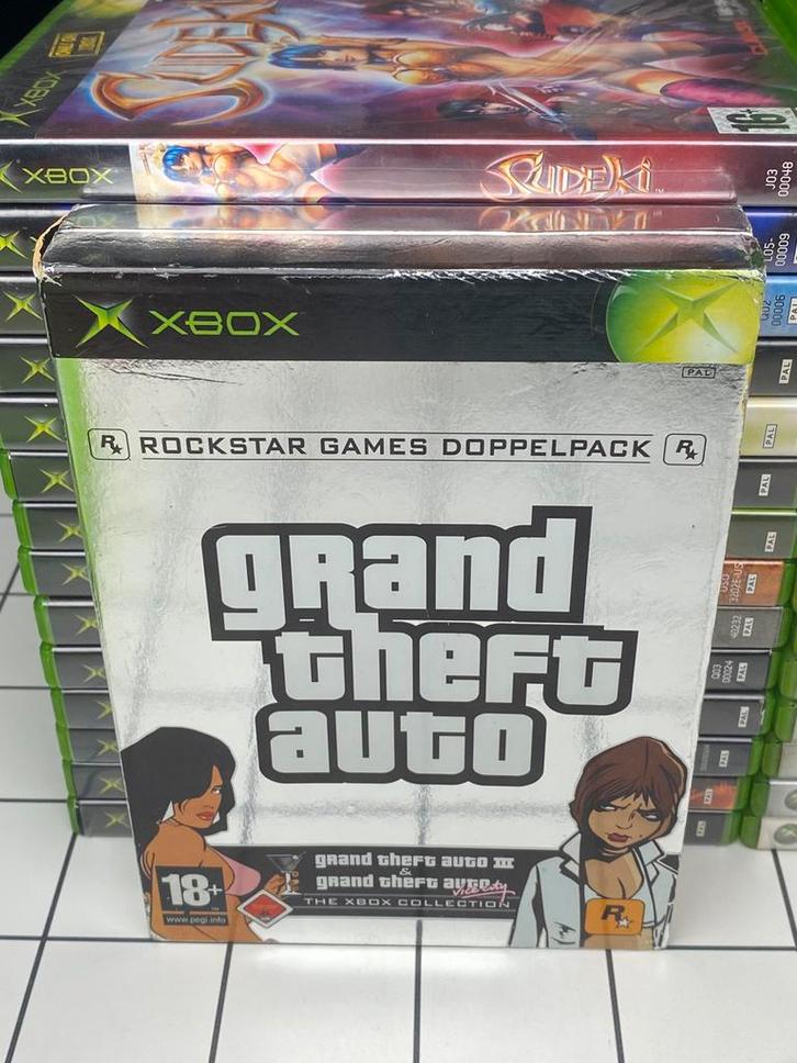 GTA Grand Theft Auto Double Pack – OG Xbox Game – Compleet, Spelcomputers en Games, Games | Xbox Original, Zo goed als nieuw, Avontuur en Actie