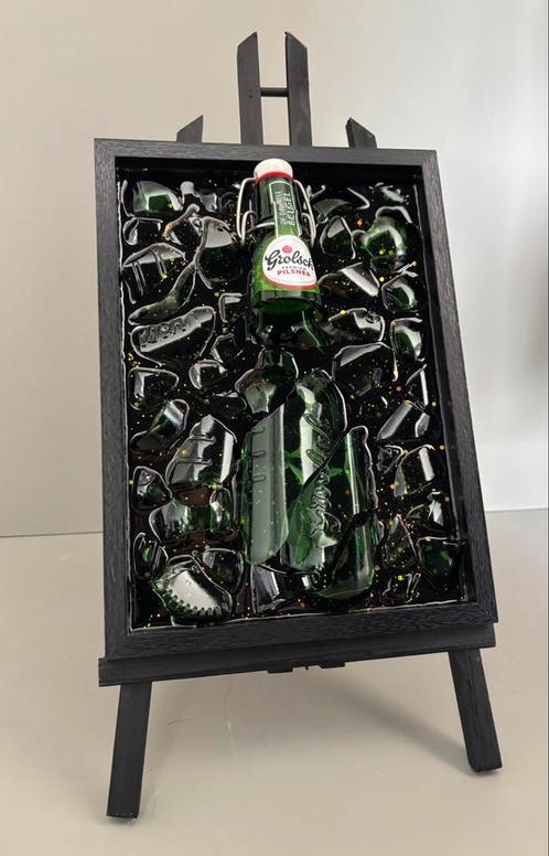 Epoxy Grolsch beugel schilderij, Antiek en Kunst, Kunst | Schilderijen | Modern, Ophalen of Verzenden