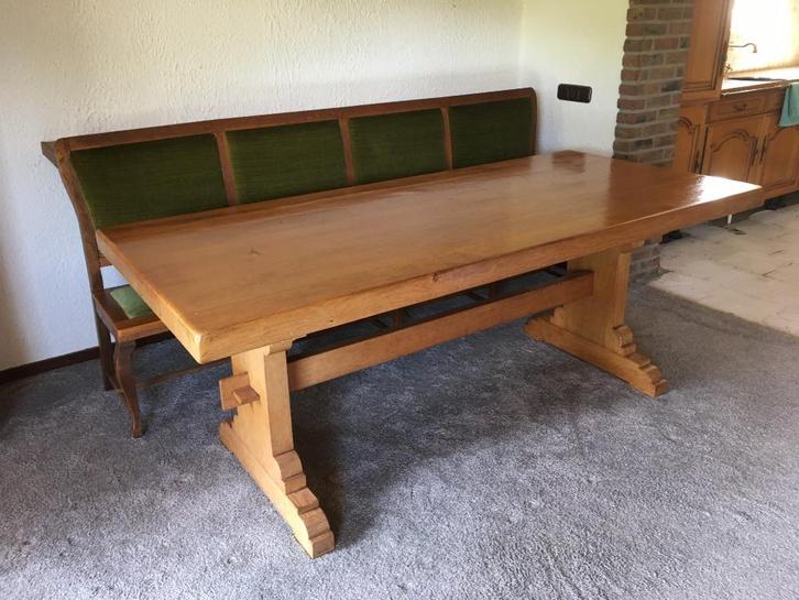Unieke zware eikenhouten tafel 200 bij 90 cm, Huis en Inrichting, Tafels | Eettafels, Gebruikt, 50 tot 100 cm, 200 cm of meer