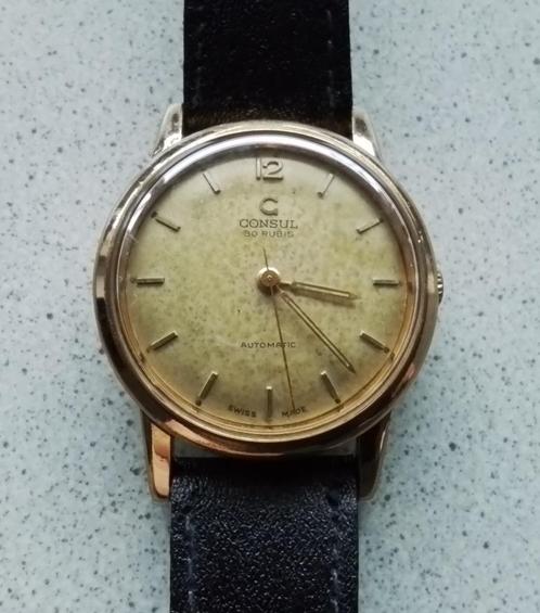 Consul vintage Zwitsers automatisch herenhorloge 30 jewels, Verzamelen, Overige Verzamelen, Gebruikt, Verzenden