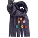 Fleece licht bruine sjaal upscaled met bloemen van vilt, Handgemaakt, Verzenden, Nieuw, Sjaal
