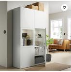 Witte Besta Opbergcombinatie Ikea met glazen deurtjes, Huis en Inrichting, Ophalen, Overige materialen, 100 tot 150 cm, Zo goed als nieuw