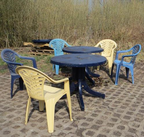terrastafels en -stoelen, Tuin en Terras, Tuintafels, Gebruikt, Rond, Plastic, Ophalen