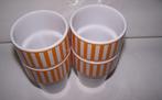 4 Mooie bekers met streepjes rand. Zie foto's., Overige typen, Ophalen of Verzenden, Zo goed als nieuw, Overige stijlen
