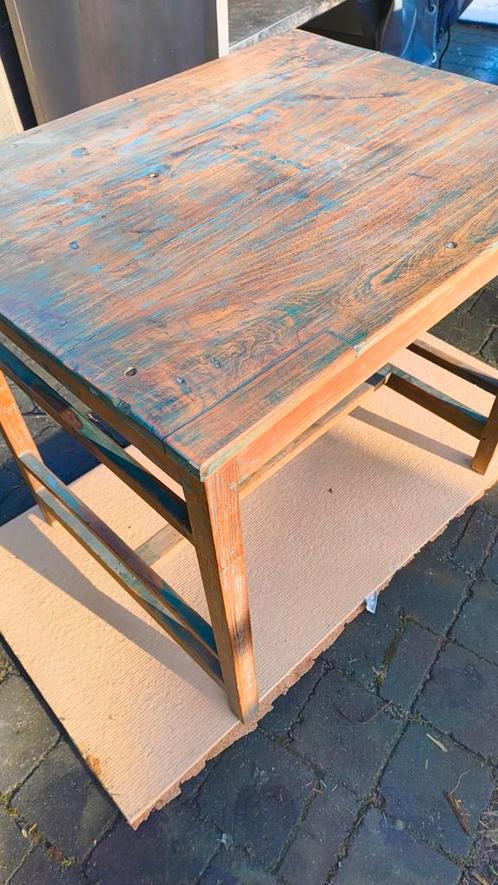 Vintage sidetable/tafeltje massief hout, Huis en Inrichting, Tafels | Salontafels, Zo goed als nieuw, 50 tot 100 cm, Rechthoekig
