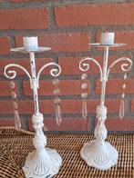 Twee brocante metalen kandelaars., Ophalen of Verzenden