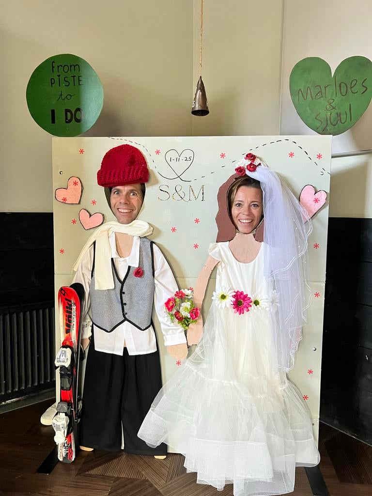 Foto decoratie  bruid en bruidegom, Ophalen of Verzenden, Zo goed als nieuw, Versiering, Geboorte of Huwelijk