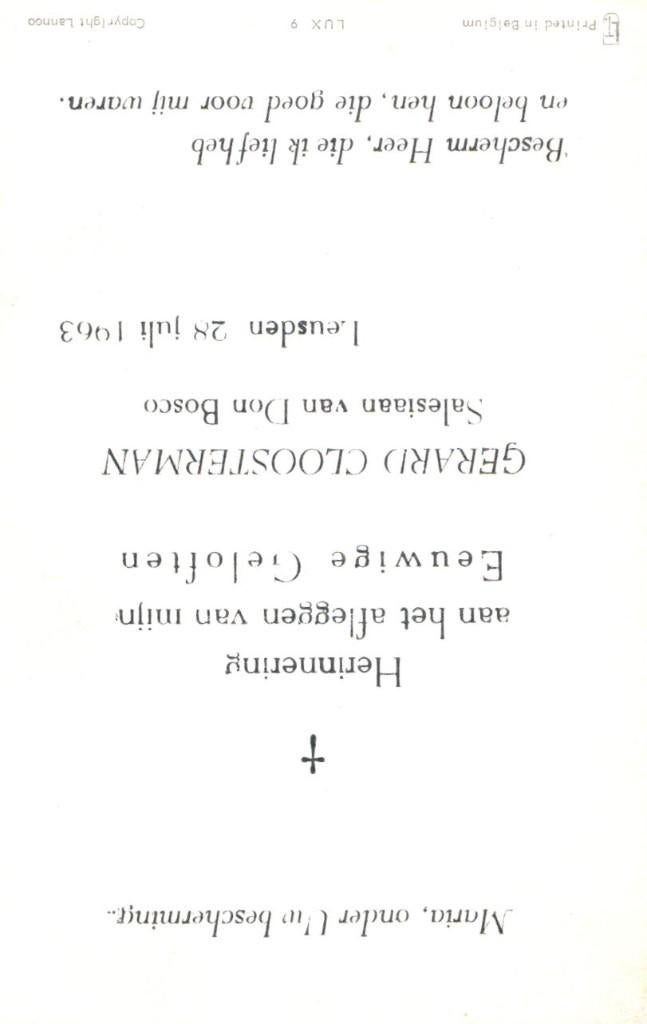 Cloosterman Gerard Leusden 1963 Salesiaan, Ophalen of Verzenden