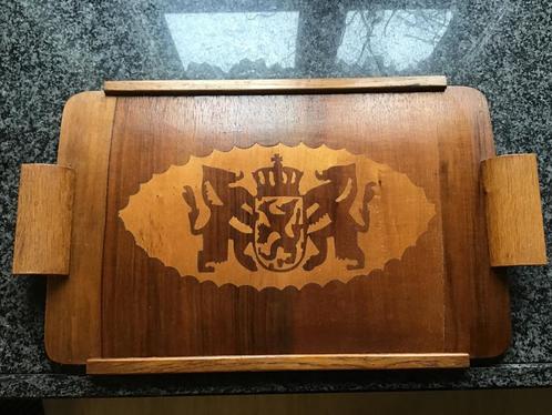 Oud Houten Dienblad met ingelegd het Wapen van Nederland., Antiek en Kunst, Kunst | Beelden en Houtsnijwerken, Ophalen of Verzenden