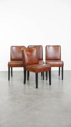Luxe set van 4 comfortabele schapenleren eetkamerstoelen, Huis en Inrichting, Ophalen, Gebruikt, Bruin, .