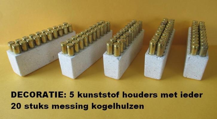 messing kogelhulzen, 5x 20 stuks in houders, ongevaarlijk, Verzamelen, Militaria | Algemeen, Overige soorten, Hulzen of Bodemvondsten