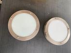 2 Plafonnieres RVS met Witglas 28cm ook voor badkamer geschi, Ophalen, Zo goed als nieuw, Glas, Modern Industrieel
