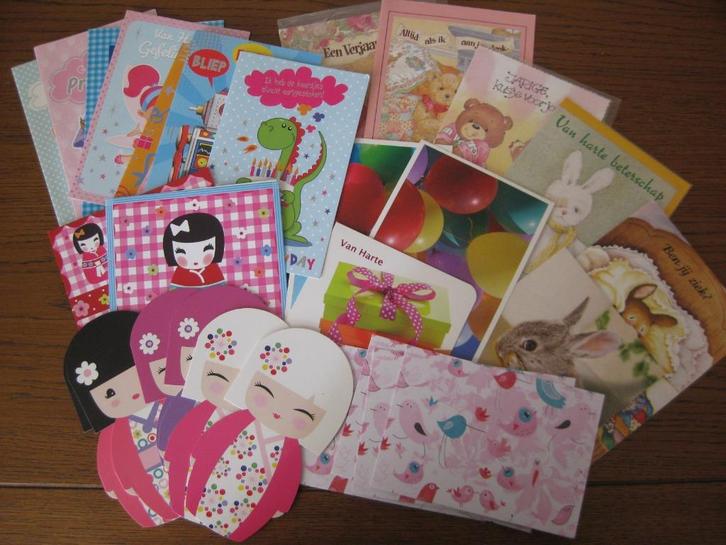 Partij kinder wenskaarten / blanco gefeliciteerd beterschap, Diversen, Schrijfwaren, Nieuw, Ophalen