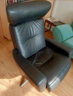 Leren relax fauteuil met lederen poef set vintage, Ophalen, Gebruikt, Minder dan 75 cm, Leer