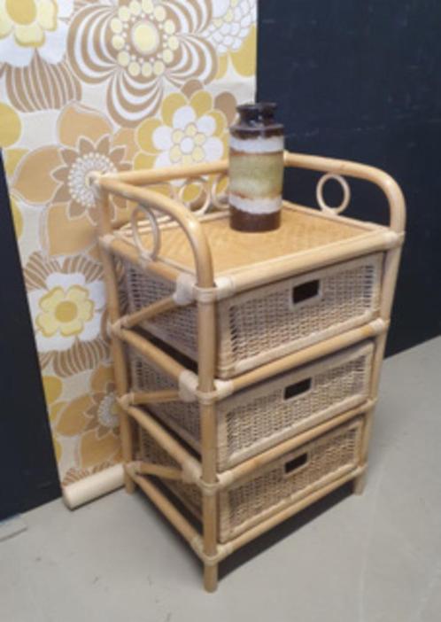 2210 Bamboe Ibiza style vintage ladenkast ladenkastje kastje, Huis en Inrichting, Kasten | Ladekasten, Gebruikt, Minder dan 100 cm