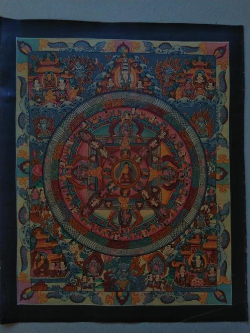 Grote wiel Mandala Thangka, Antiek en Kunst, Kunst | Niet-Westerse kunst, Ophalen of Verzenden