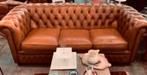 Bank cognac mosterd leer vintage Springvale Chesterfield, Huis en Inrichting, Banken | Bankstellen, Ophalen of Verzenden