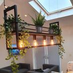 Zwarte Hanglamp met Rek - Cage Rack 4-lichts, Huis en Inrichting, Lampen | Hanglampen, Ophalen, Gebruikt, 50 tot 75 cm, Metaal
