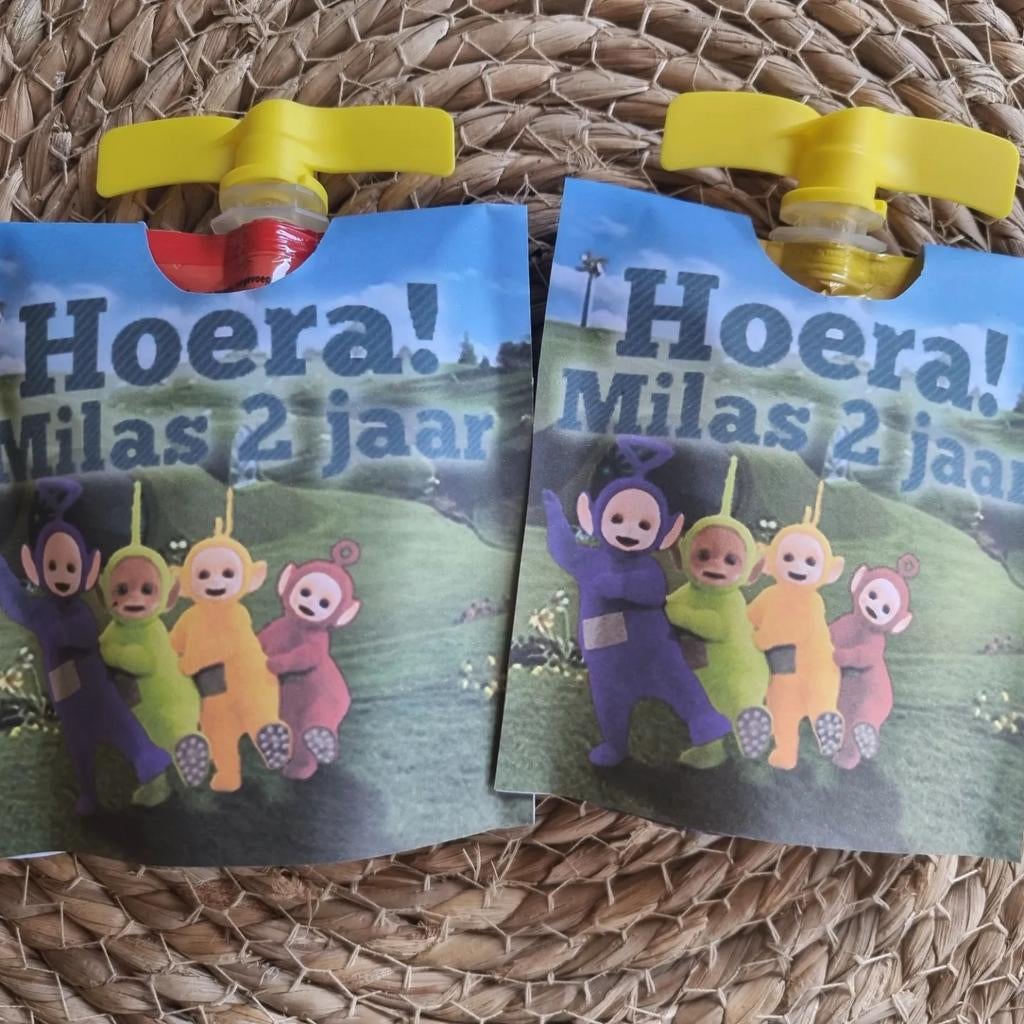 Traktatie Teletubbie knijpfruit, Ophalen of Verzenden, Nieuw, Feestartikel, Verjaardag