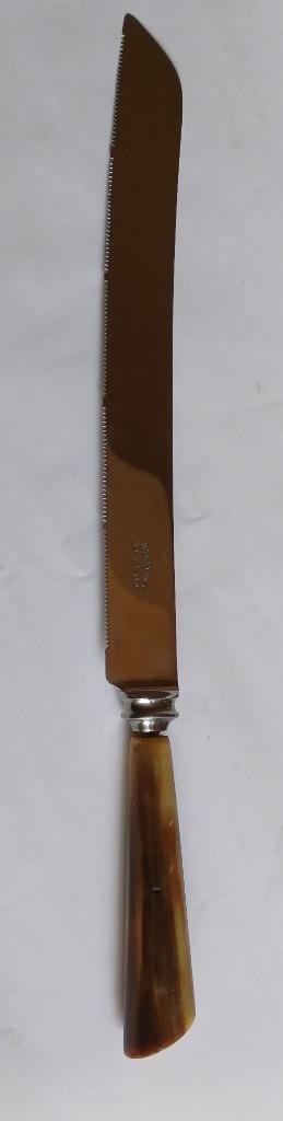 Antiek Broodmes, , roestvrij staal met hoornen heft,1920-193, Antiek en Kunst, Antiek | Bestek, Ophalen of Verzenden