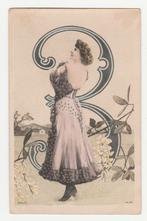 Cijferkaart.  Dame met cijfer 3.   Meer dan 120 jaar oud., Verzenden, Voor 1920, Ongelopen, Overige thema's