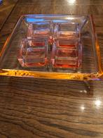 Vintage glazen serveerschaal met vier bakjes, Antiek en Kunst, Antiek | Glas en Kristal, Ophalen of Verzenden