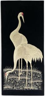 Zijden borduurpaneel, kraanvogel, begin 20e eeuw, Ophalen of Verzenden