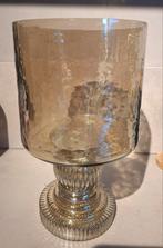 Bruin goudkleurige glazen windlicht op sierlijke voet, Overige materialen, Ophalen of Verzenden, Zo goed als nieuw, Kandelaar