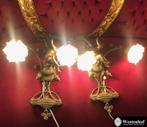 2 Antieke wandlampen barok engelen beelden goud brons,
