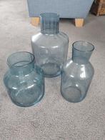 3 grote vazen, Blauw, Ophalen of Verzenden, Minder dan 50 cm, Glas