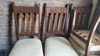 antieke eetkamerstoelen, 4 stuks, zitting vernieuwd, Huis en Inrichting, Stoelen, Ophalen, Gebruikt, Bruin, Vier