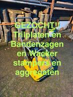 GEZOCHT!!!! Trilplaat/bandenzaag/ stratenmakers gereedschap, Tuin en Terras, Hand-tuingereedschap, Ophalen