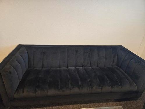 Moderne Zwarte Velvet Bank  220cm, Huis en Inrichting, Banken | Sofa's en Chaises Longues, Zo goed als nieuw, 200 tot 250 cm, 75 tot 100 cm
