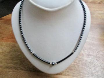 Hematiet steen kralen ketting 43 cm 925 zilver slot +bolletj beschikbaar voor biedingen