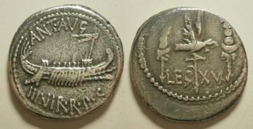 Romeinse munt Marcus Antonius AR Denarius - LEG XV beschikbaar voor biedingen