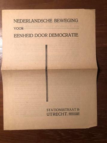 1938? Nederlandsche Beweging voor Eenheid door Democratie. beschikbaar voor biedingen
