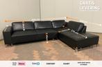 Piet Klerkx Zwarte Echt Leren Hoekbank–Gratis Levering NL, Hoekbank, 300 cm of meer, Leer, Ophalen of Verzenden