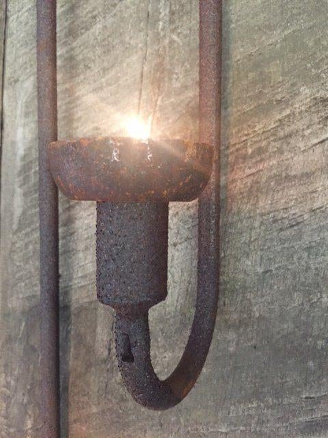 Luik kandelaar roest 50 cm Puur Wonen stoer sober landelijk, 25 tot 50 cm, Verzenden, Nieuw, Metaal