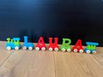 Houten naam trein "Laura", Ophalen of Verzenden, Zo goed als nieuw, Duw- of Trekspeelgoed