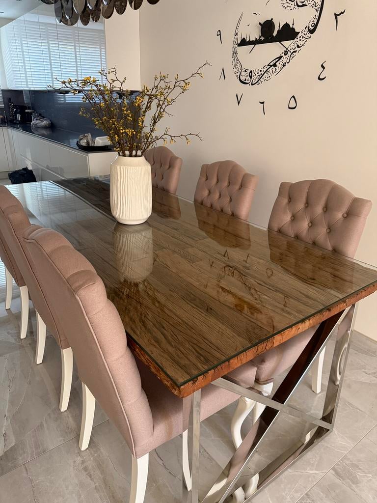 Eettafel hout, Ophalen, 200 cm of meer, 50 tot 100 cm, Zo goed als nieuw