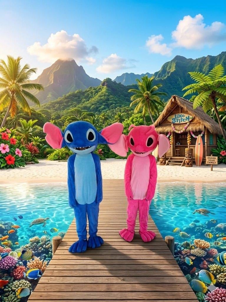 Stitch & Angel Mascotte, Ophalen of Verzenden, Zo goed als nieuw, Verjaardag