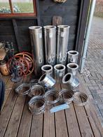 Dubbelwandige Rvs Isoduct kachelpijpen houtkachel rookkanaal, Ophalen, Houtkachel, Zo goed als nieuw, Inbouw