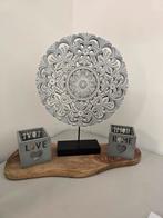 Houten serveerplank met mandala en theelichthou, Ophalen of Verzenden, Zo goed als nieuw