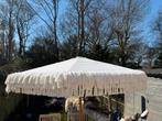 Parasol wit met franjes - 150 cm diameter, 1 jaar oud, Ophalen of Verzenden, Zo goed als nieuw, 1 tot 2 meter, Stokparasol