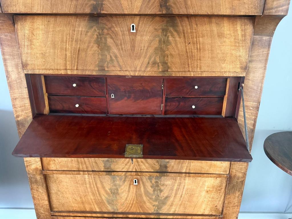 Antieke Biedermeier Secretaire Kast - Notenhout, Antiek en Kunst, Ophalen