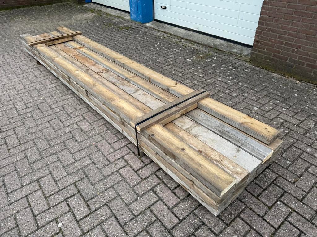 13- Partijtje Gebruikte Vuren Balken 5.5cm x 15.2cm, Ophalen, Gebruikt, 250 cm of meer, Balken