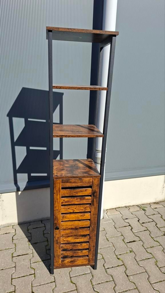 Industriële Boekenkast met Kastje - Rustiek Bruin, Huis en Inrichting, Kasten | Overige, Ophalen